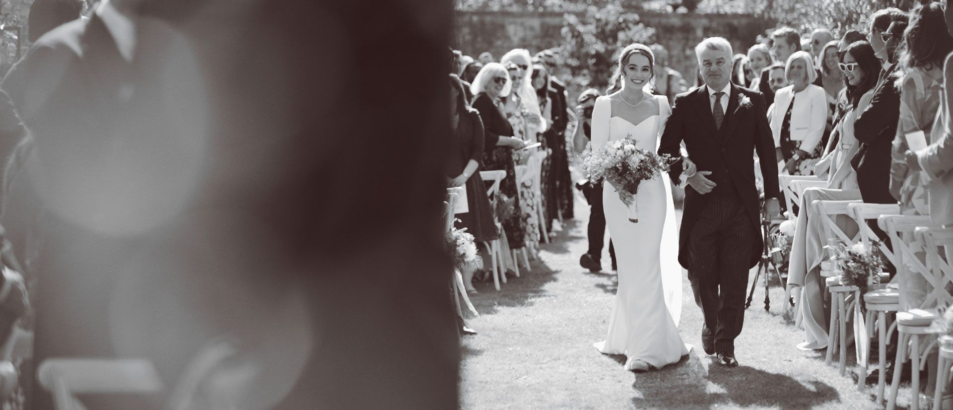 Wedding at Lucknham Park Bride Walking down the Aisle