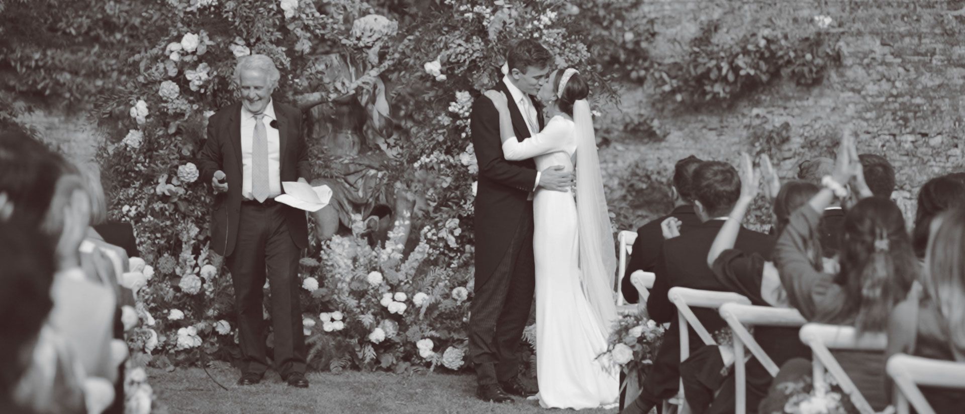 Bride and Groom Kiss at lucknam Park Wedding