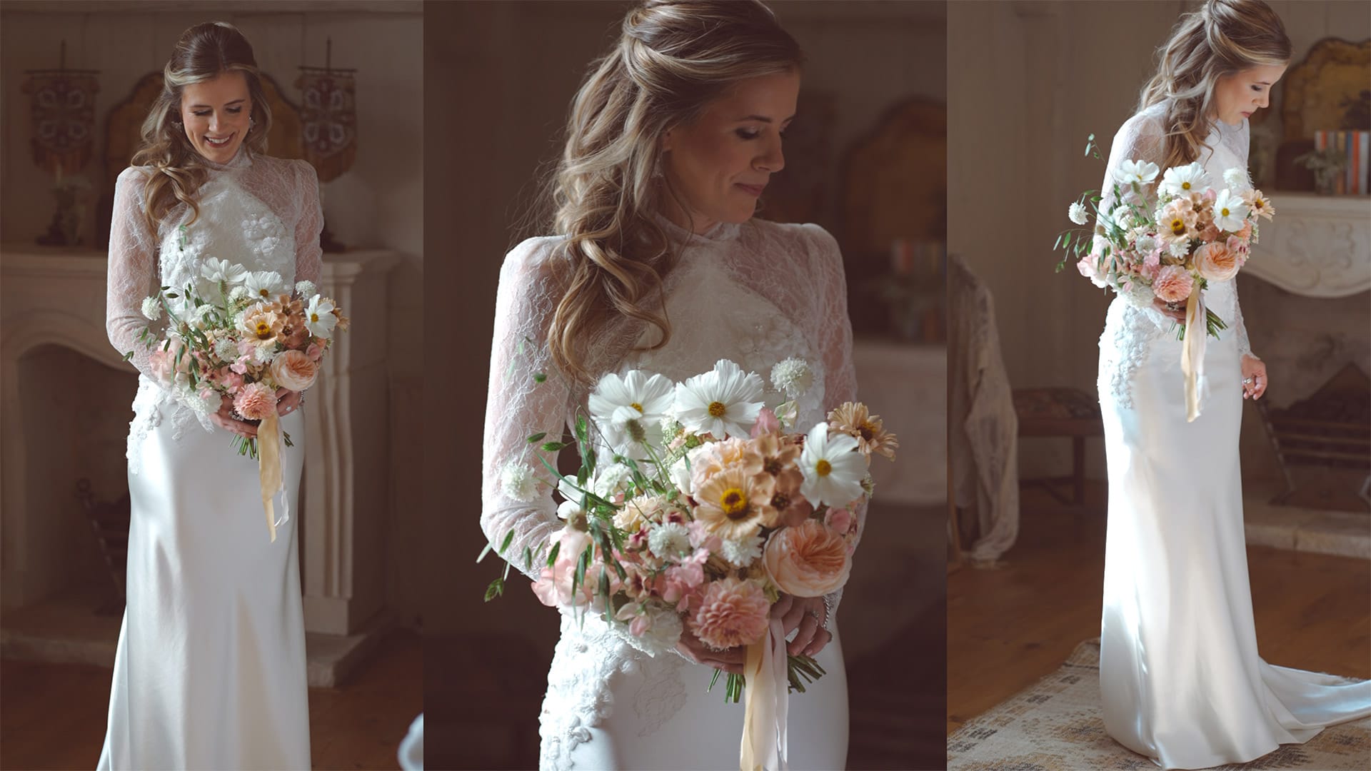 Pauntley Court Wedding, a bride in her custom wedding dress